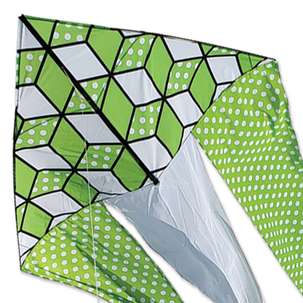 6.5' Flo-Tail Delta Kite - Green Cubes