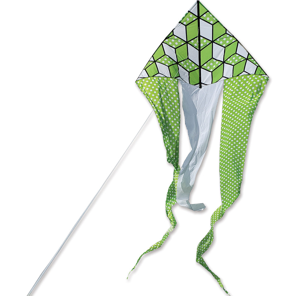 6.5' Flo-Tail Delta Kite - Green Cubes