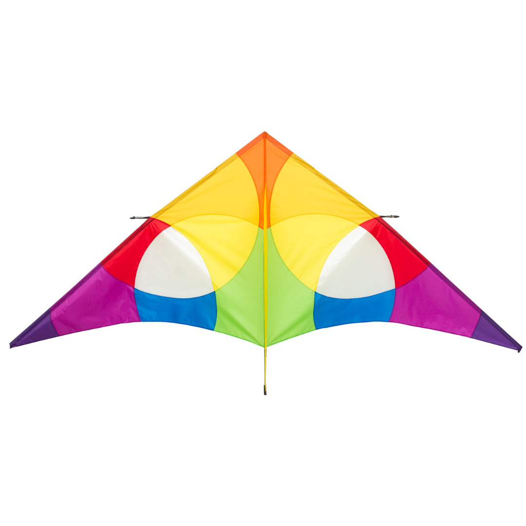 Colorful delta-shaped kite on a white background