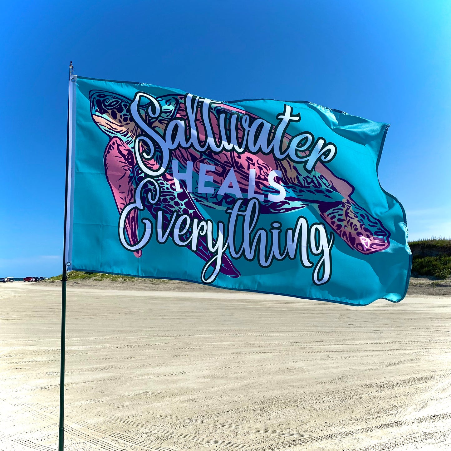 3x5 Flag - Saltwater Heals (Sea Turtle)