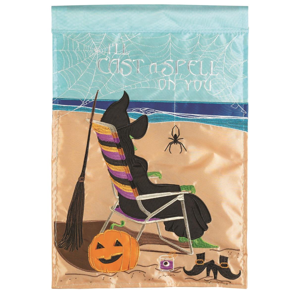 Garden Flag - Halloween Witch On Beach