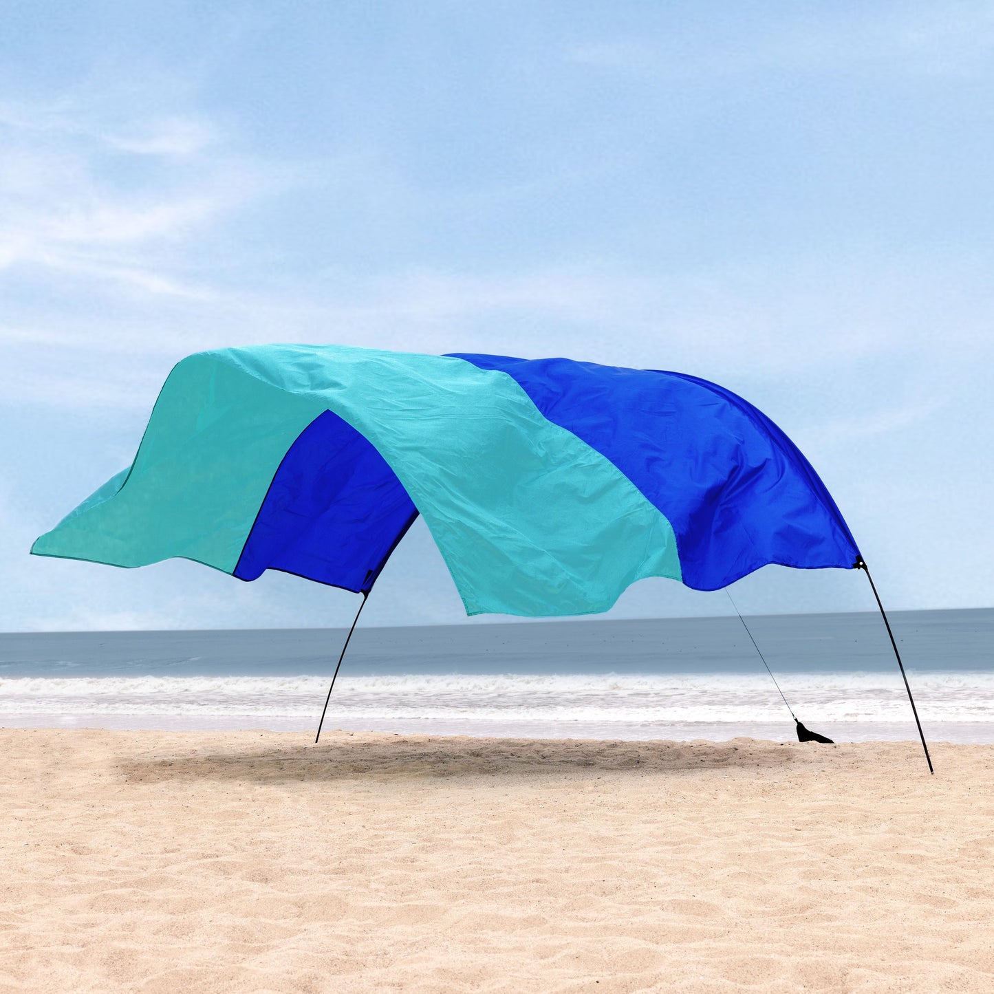 Classic Shibumi Shade® with Quiet™ Canopy + Wind Assist Bundle - Blue and Teal