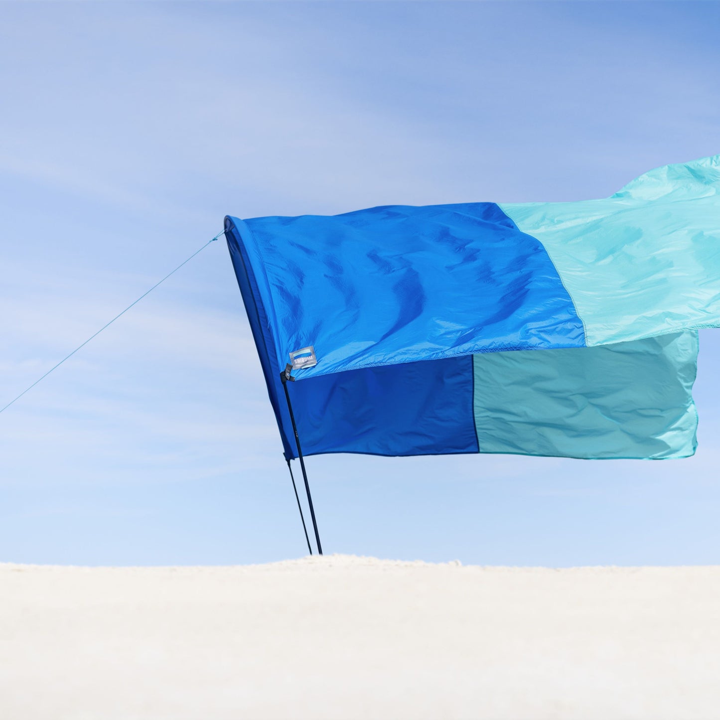 Classic Shibumi Shade® with Quiet™ Canopy + Wind Assist Bundle - Blue and Teal