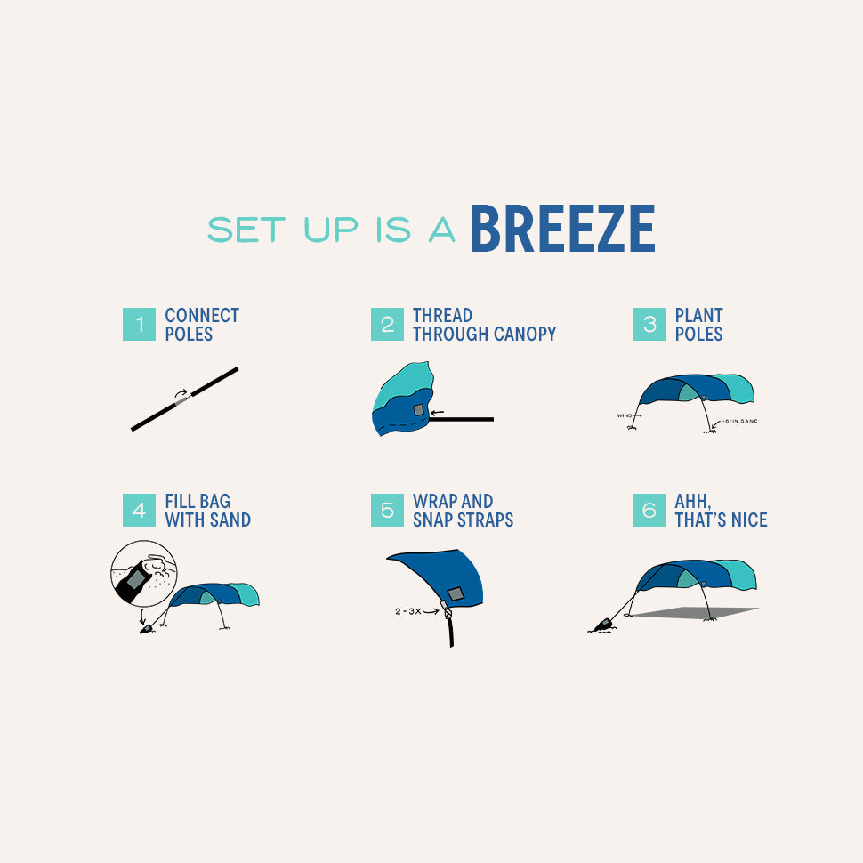 Classic Shibumi Shade® with Quiet™ Canopy + Wind Assist Bundle - Blue and Teal