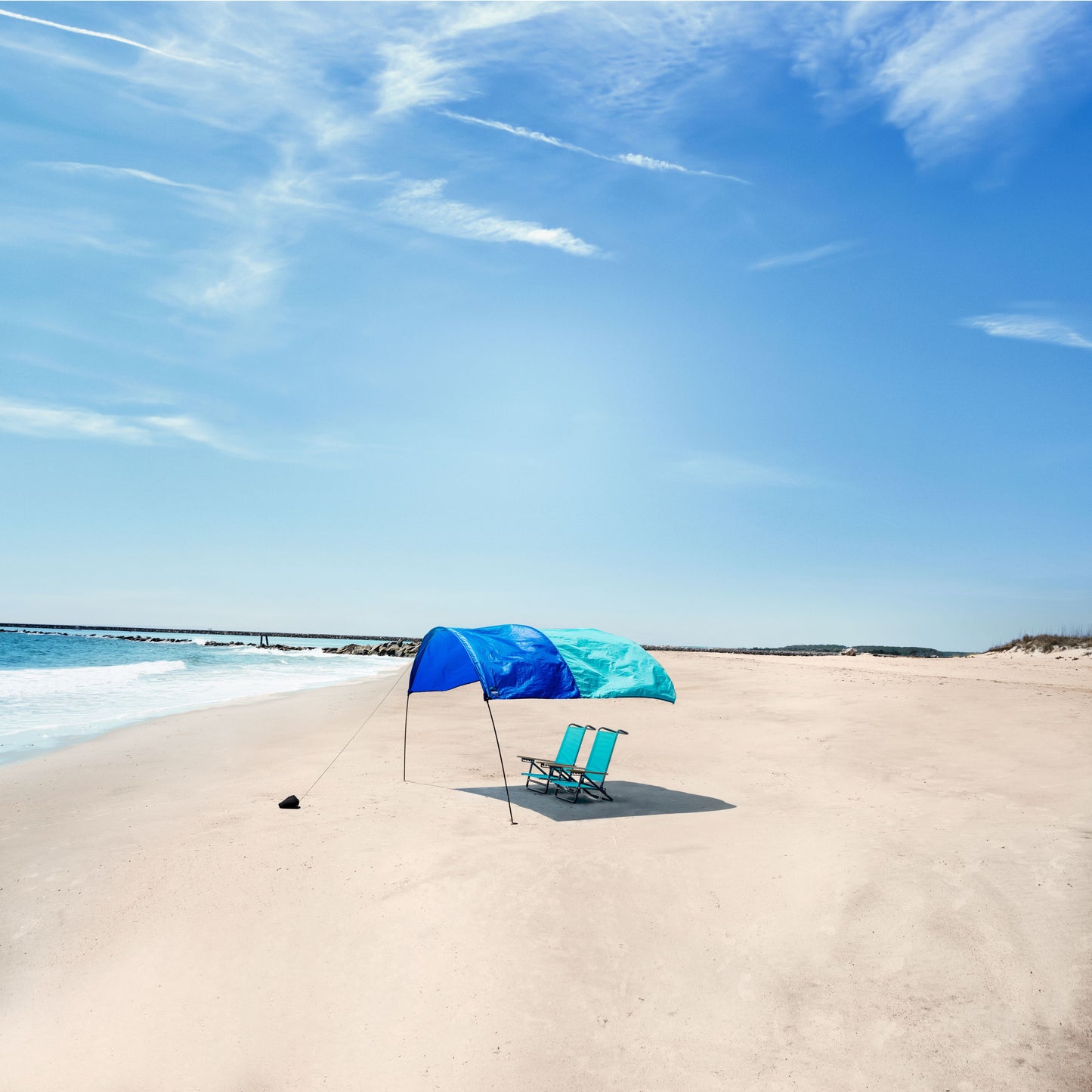 Mini Shibumi Shade® with Quiet™ Canopy + Wind Assist Bundle - Blue and Teal
