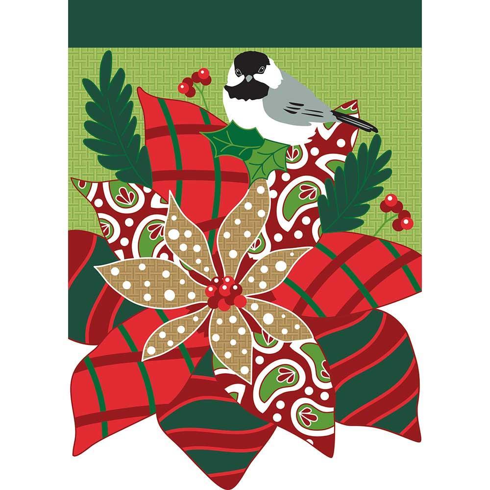 Garden Flag - Winter Poinsettia Burlap