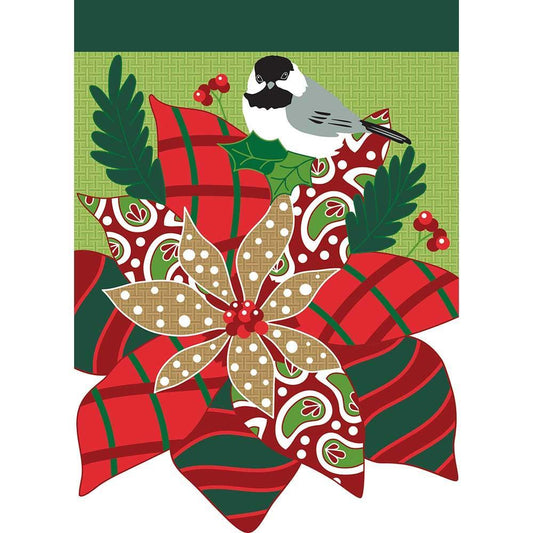 Garden Flag - Winter Poinsettia Burlap