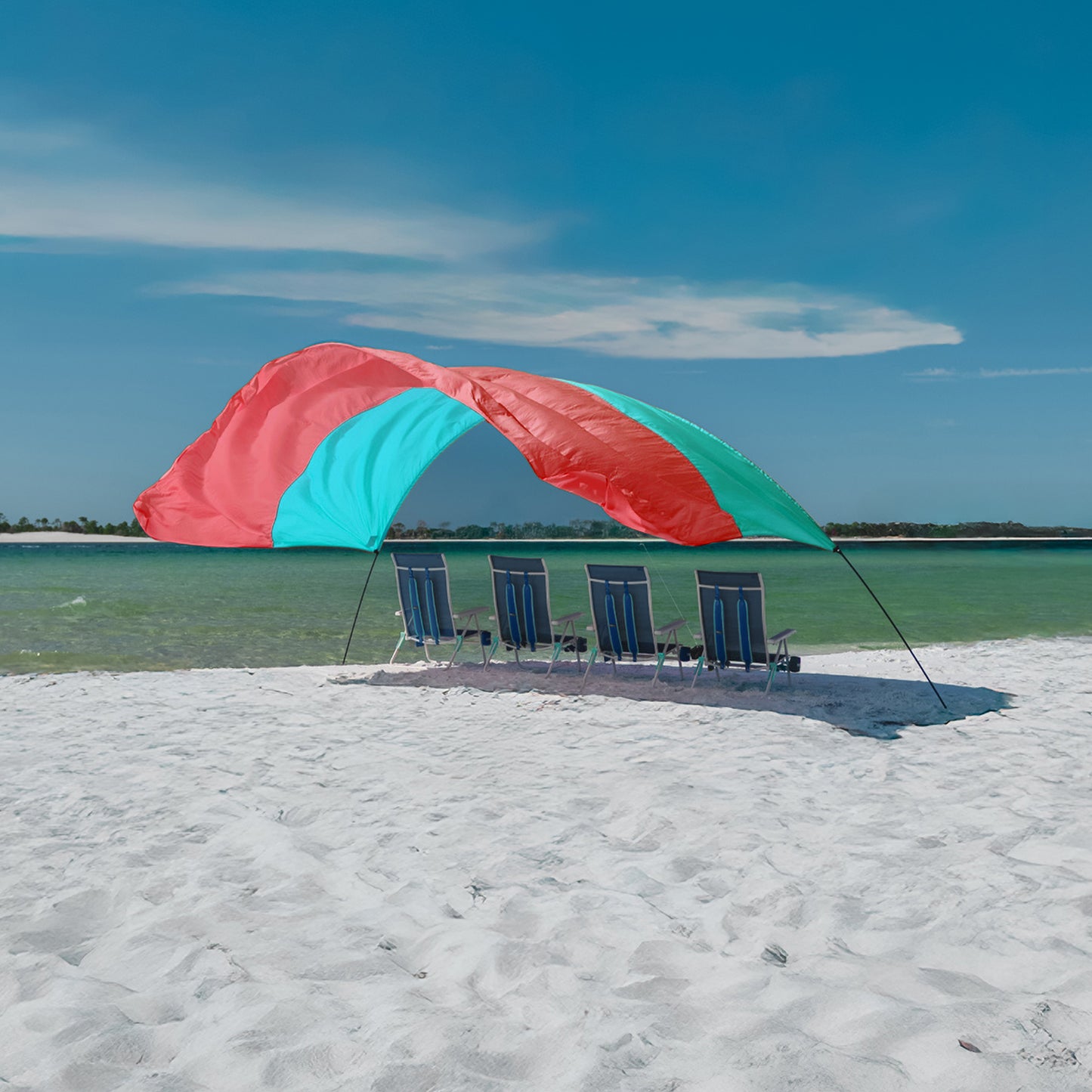 Classic Shibumi Shade® with Quiet™ Canopy + Wind Assist Bundle - Sea Glass