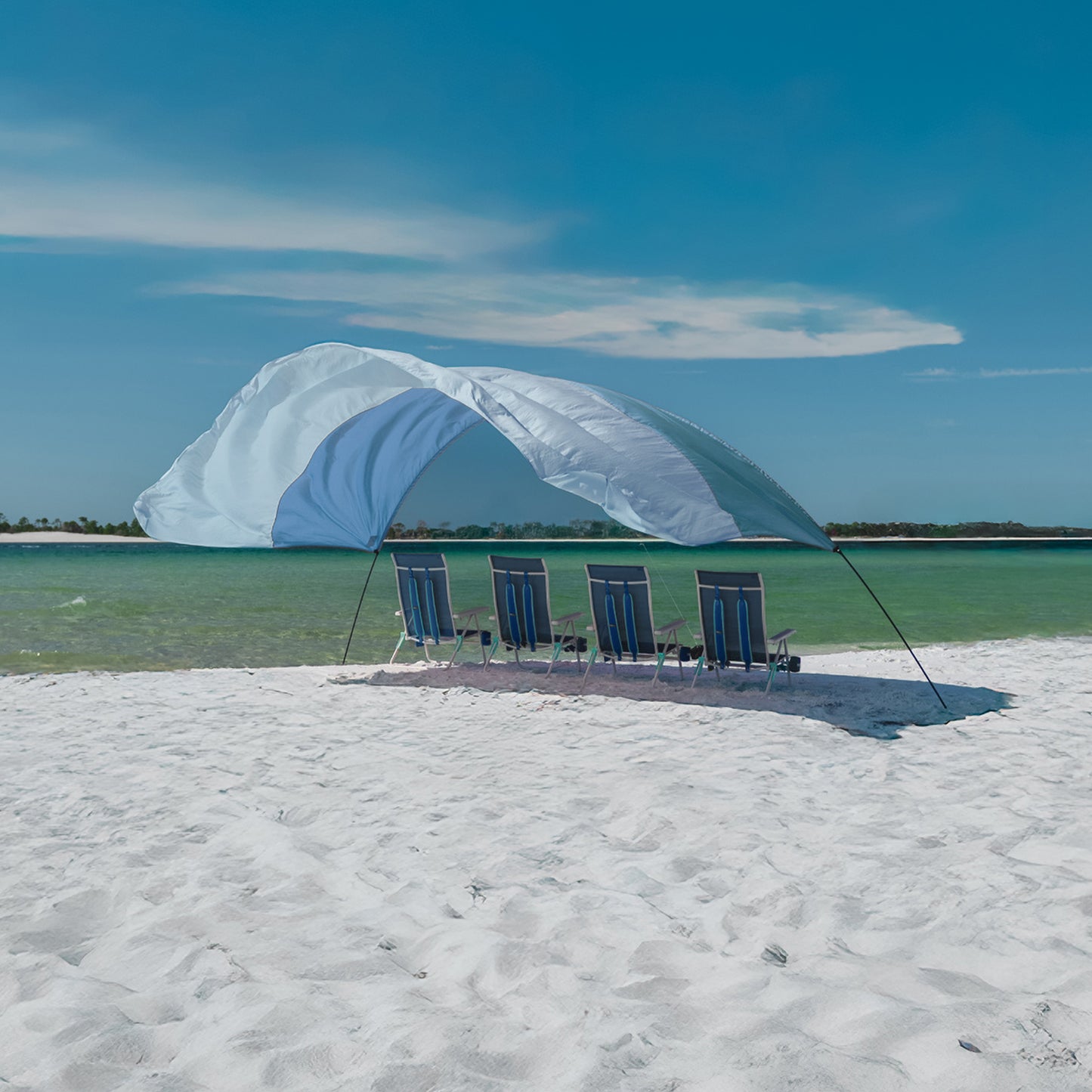 Classic Shibumi Shade® with Quiet™ Canopy + Wind Assist Bundle - Summer Sky