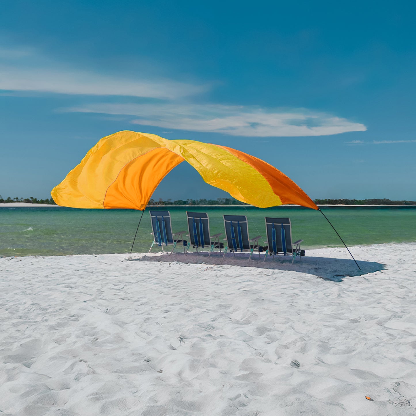 Classic Shibumi Shade® with Quiet™ Canopy + Wind Assist Bundle - Sunrise