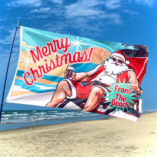 2x3 Flag - Beach Christmas Santa