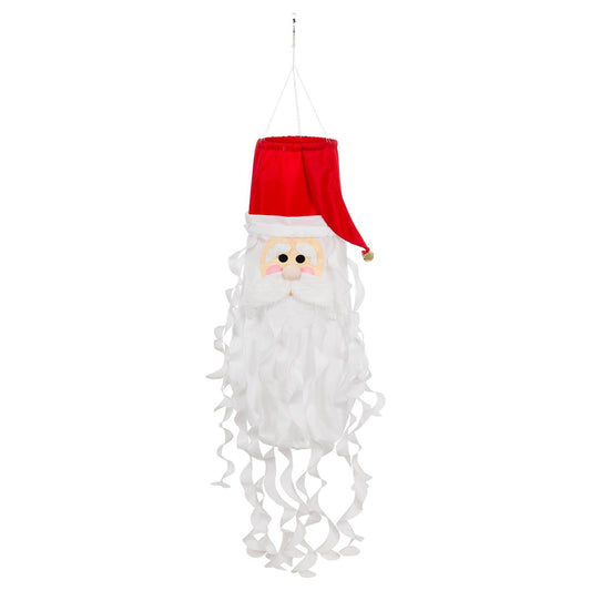 Plush Santa Claus windsock with a red hat on a white background