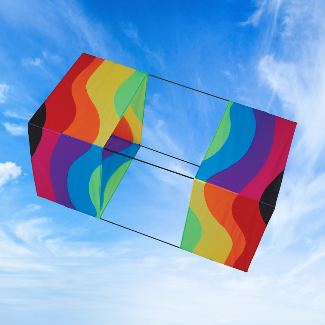 Box Kite - 40" Wavy Rainbow