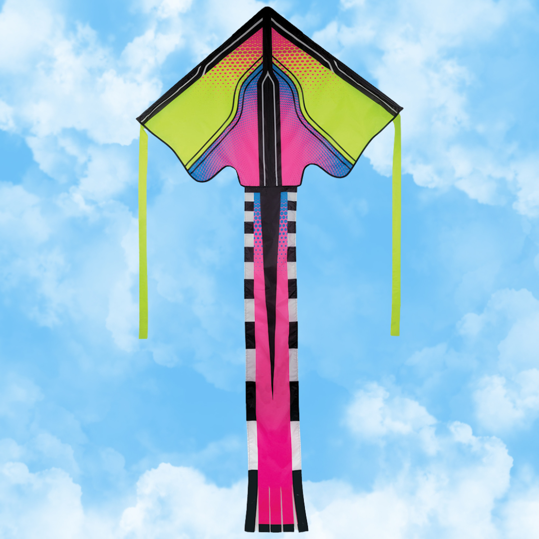 Large Easy Flyer Kite - Neon Tech Tropical