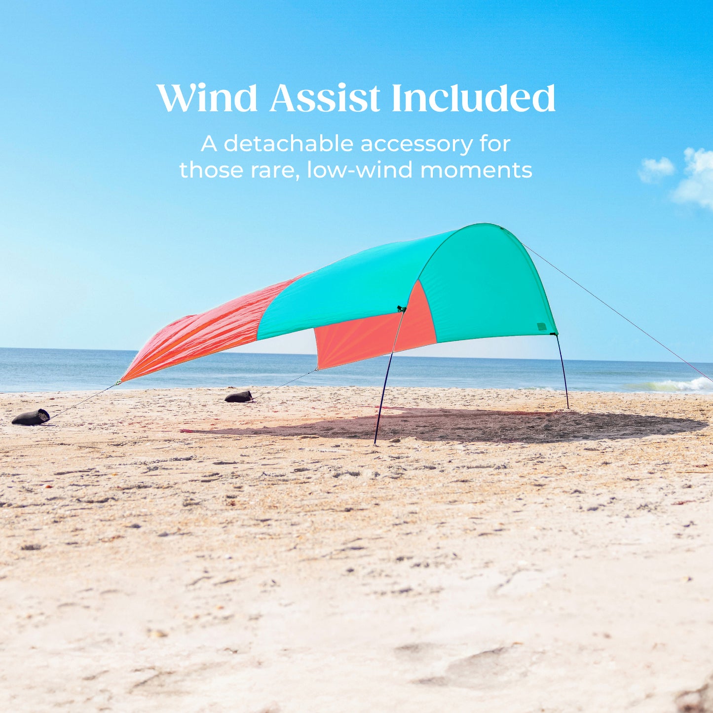 Classic Shibumi Shade® with Quiet™ Canopy + Wind Assist Bundle - Sea Glass