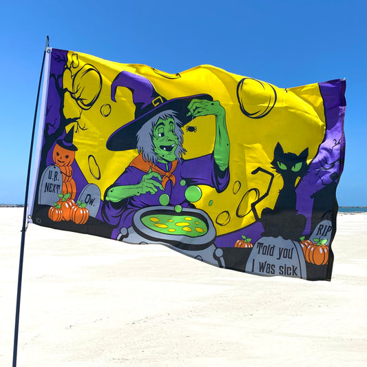 3x5 Flag - Halloween Witch (Full Moon)