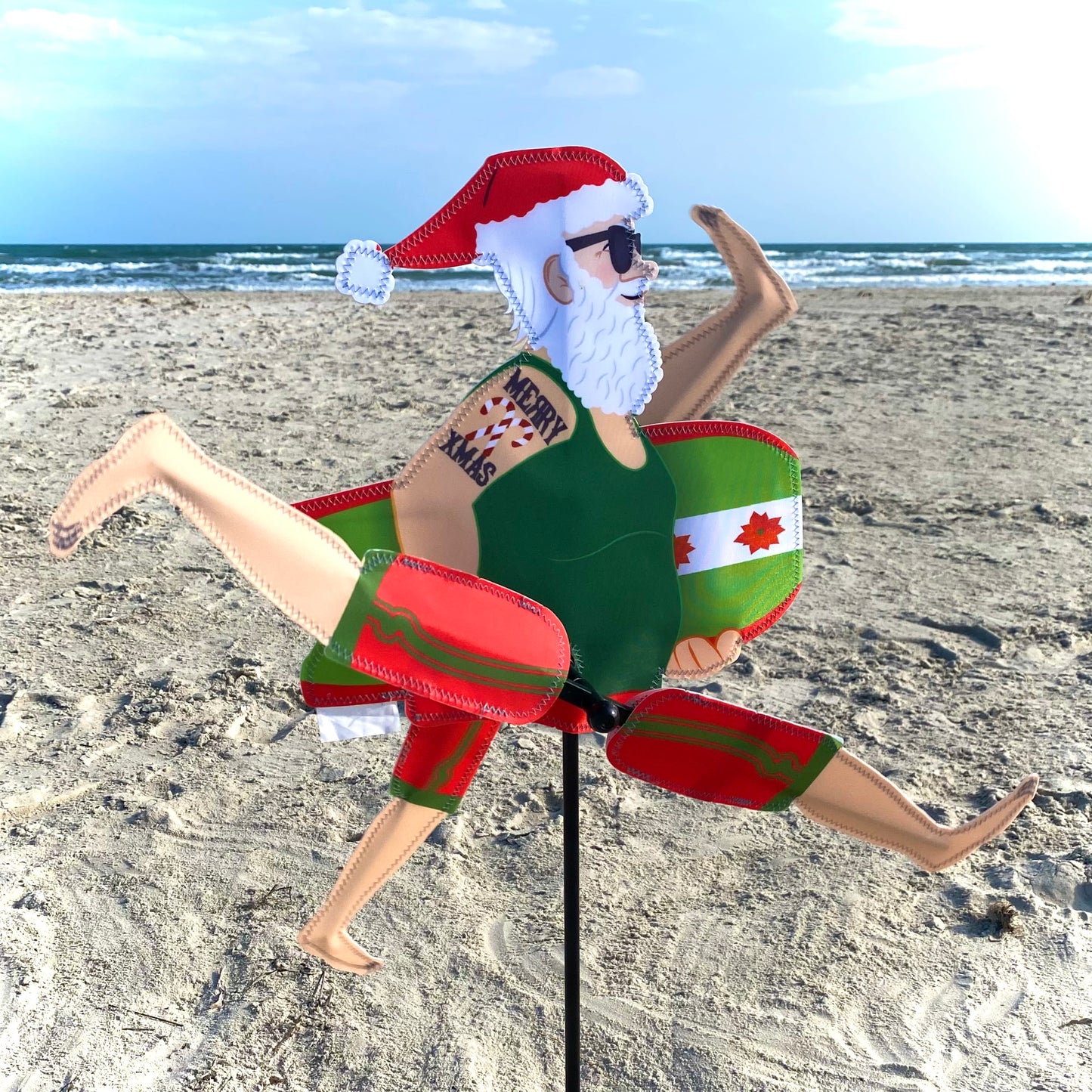 Whirligig Spinner - Christmas Beach Santa