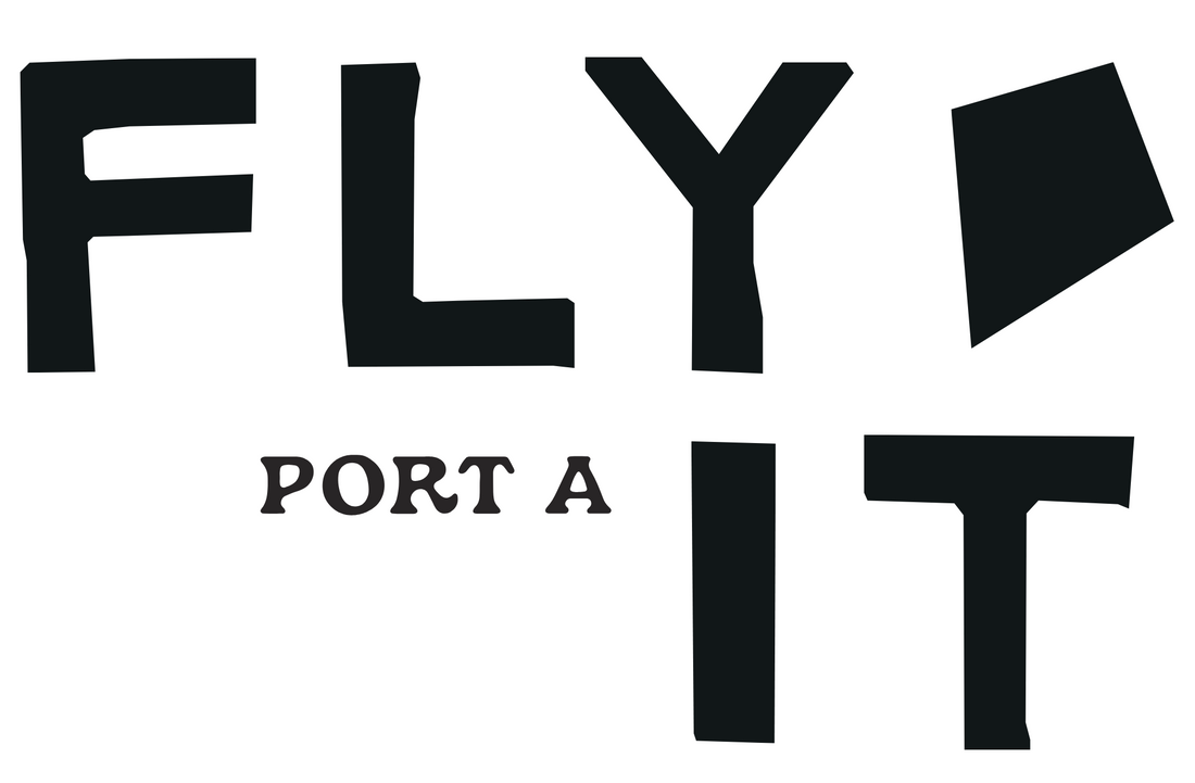Black text reading 'FLY PORT A IT' on a plain white background, with the letters arranged in a stylized graphic layout.