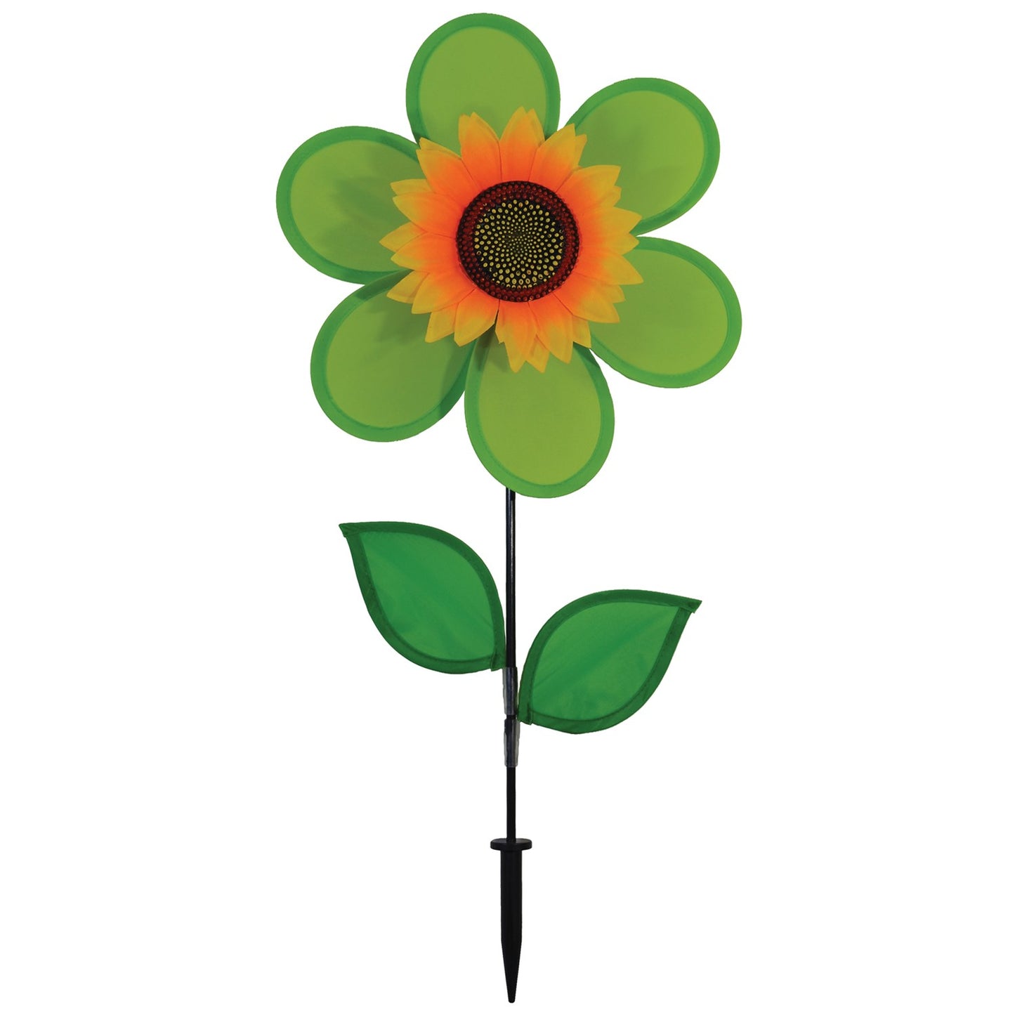 12" Sunflower Spinner w/ Leaves - Green