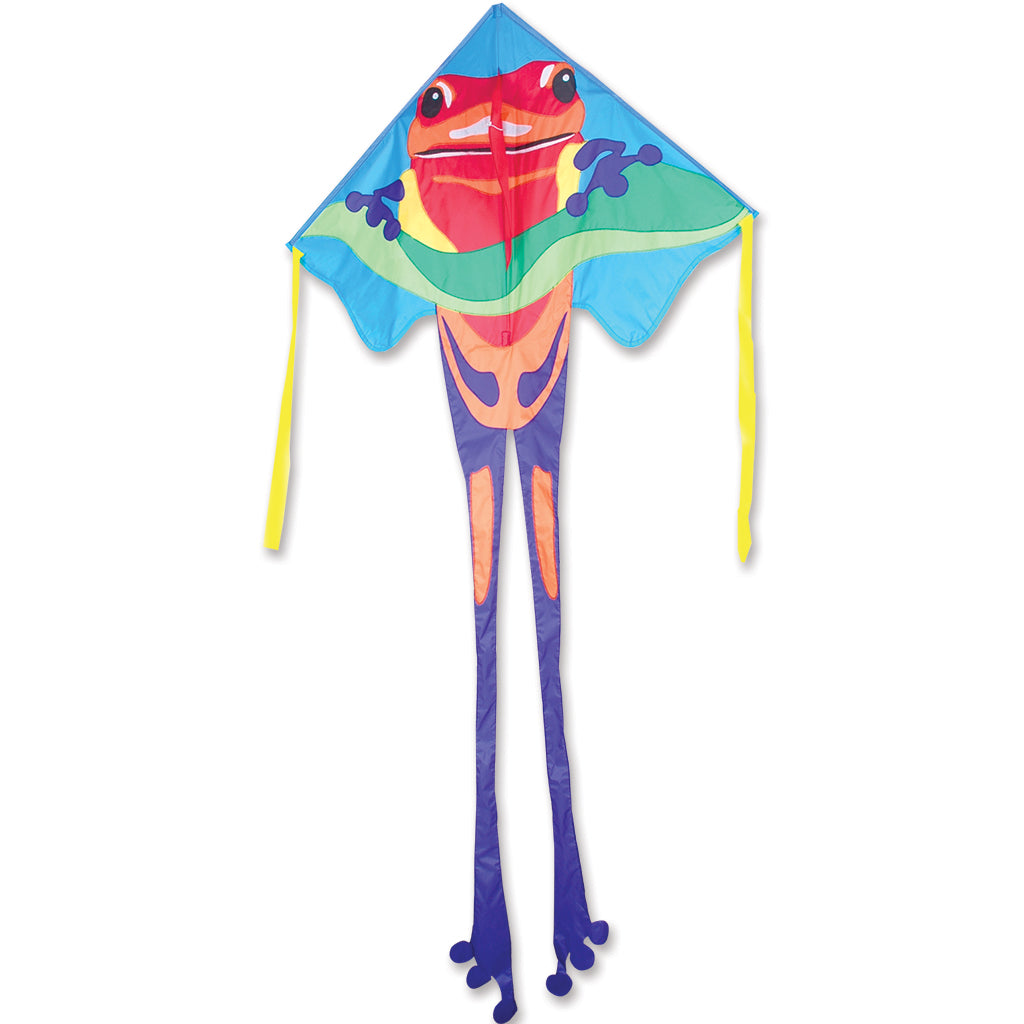 Colorful kite shaped like a frog on a white background