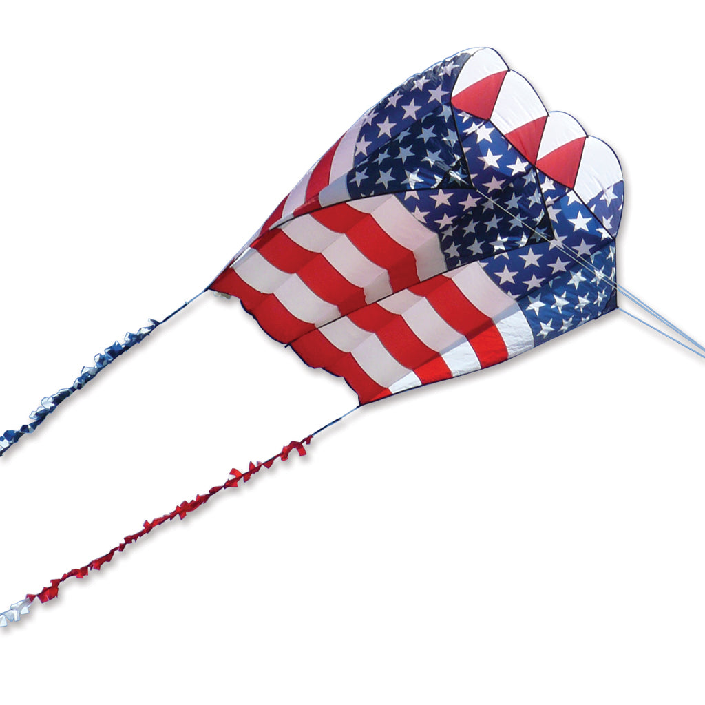 Kite with American flag design on a white background