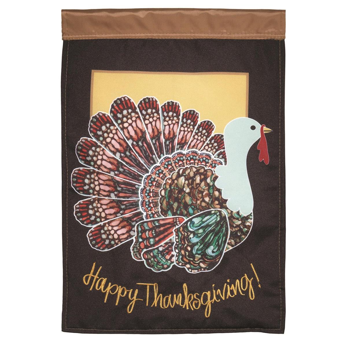 Garden Flag - Fall Turkey Give Thanks Polyester