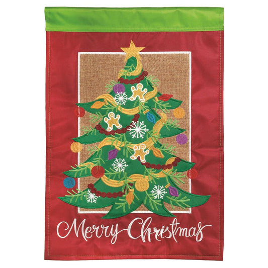 Garden Flag - Christmas Tree Red