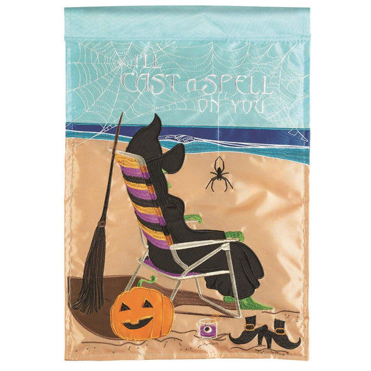 Garden Flag - Halloween Witch On Beach