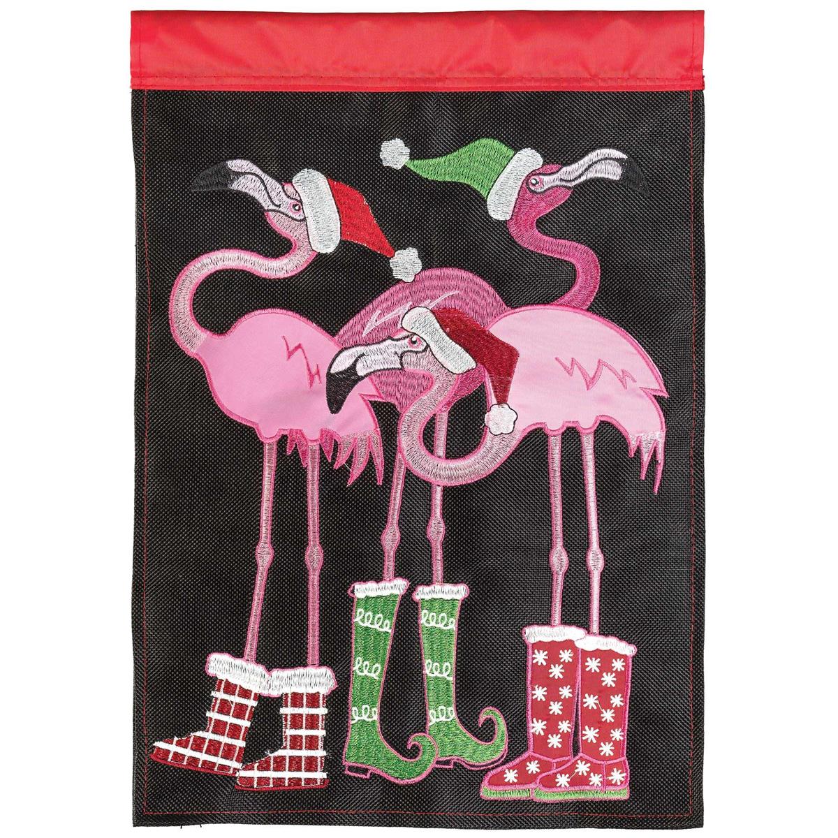 Garden Flag - Christmas Flamingos Burlap