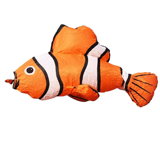 Orange clownfish-shaped line laundry on a white background