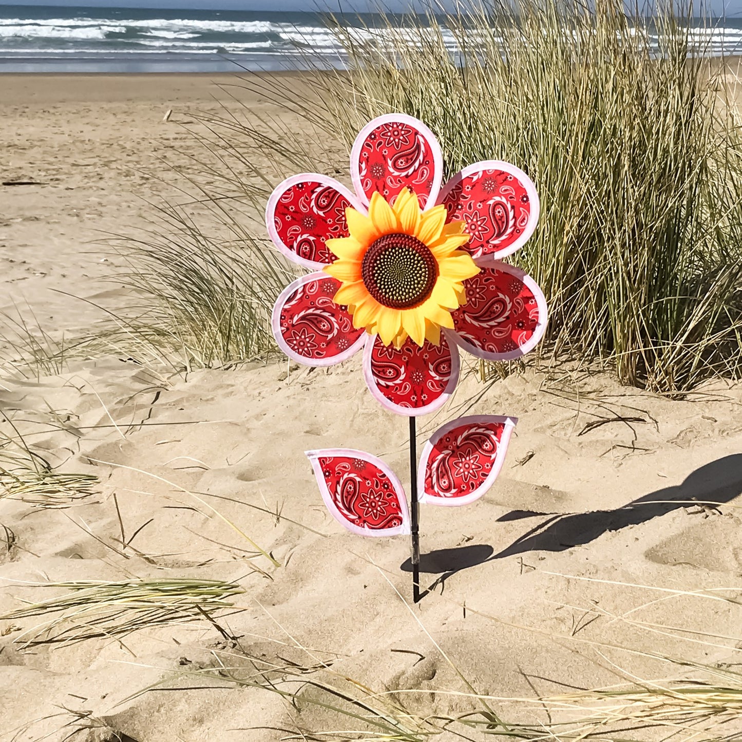 12" Sunflower Spinner w/ Leaves - Paisley