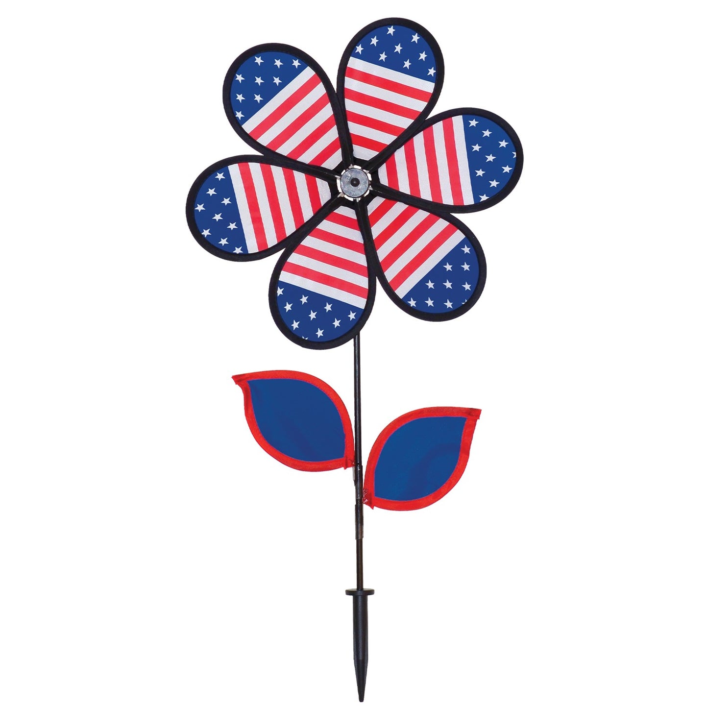 12" Flower Spinner w/ Leaves - Patriotic