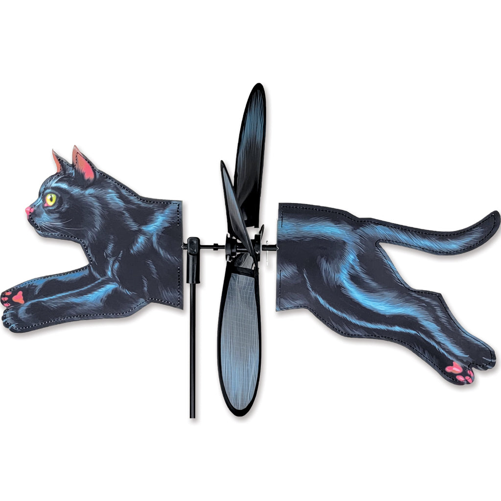 Black cat-shaped windmill on a white background