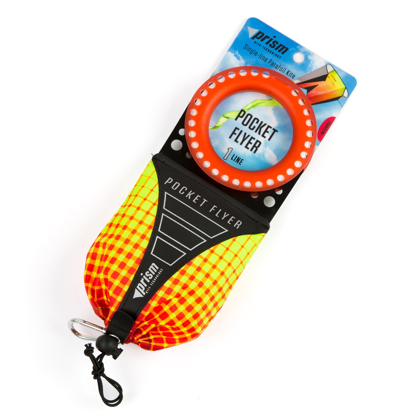 Pocket flyer with orange and yellow design on a white background