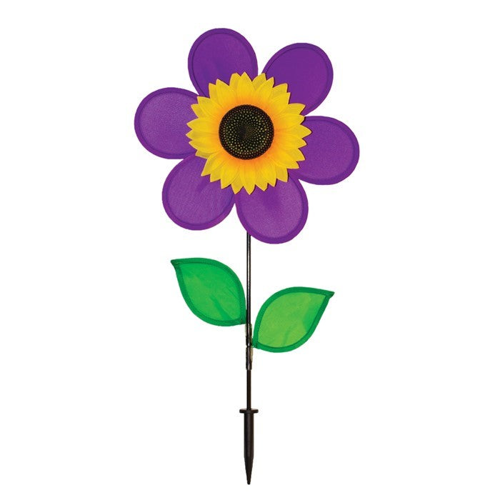 12" Sunflower Spinner w/ Leaves - Purple