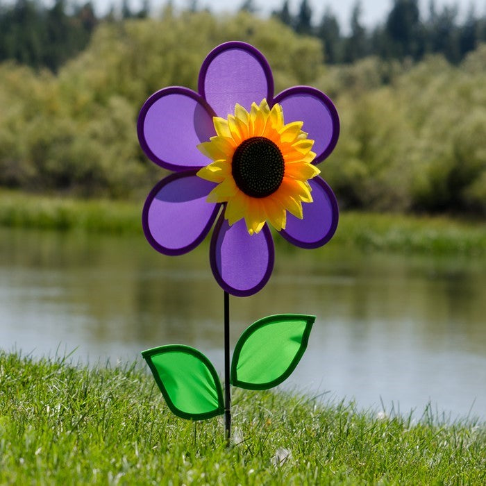 12" Sunflower Spinner w/ Leaves - Purple