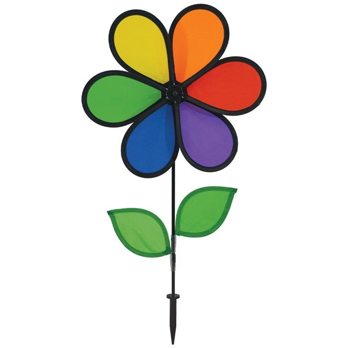 12" Flower Spinner w/ Leaves - Rainbow