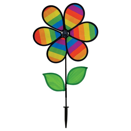 12" Sunflower Spinner w/ Leaves - Rainbow Stripe