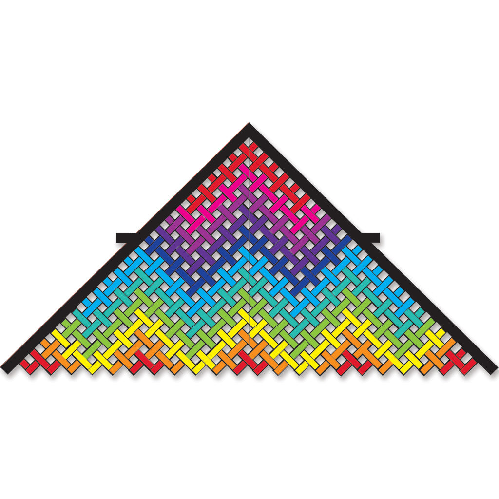 Colorful woven delta shaped kite white background