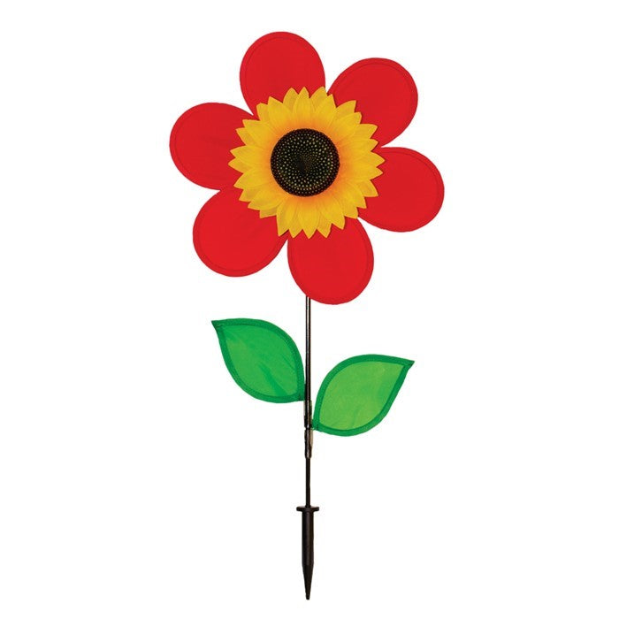 12" Sunflower Spinner w/ Leaves - Red