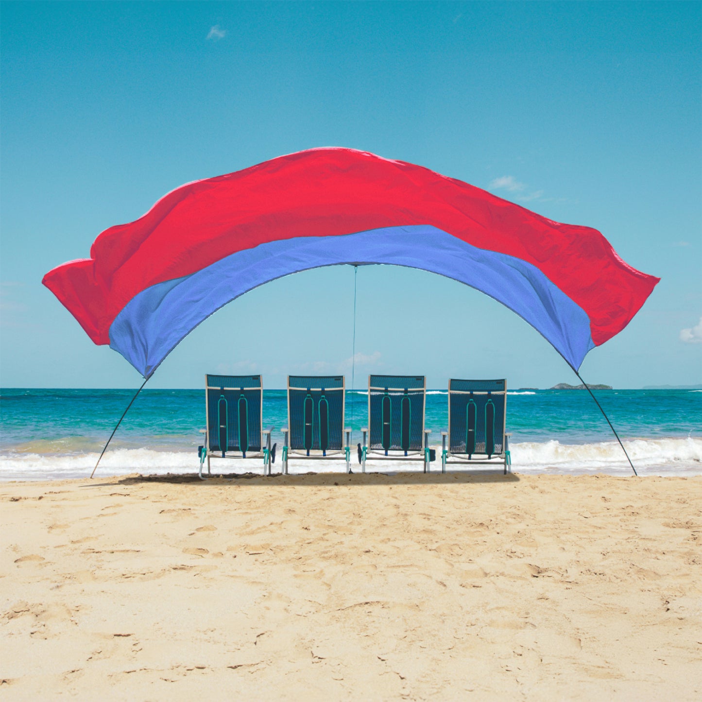 Classic Shibumi Shade® with Quiet™ Canopy + Wind Assist Bundle - Coral