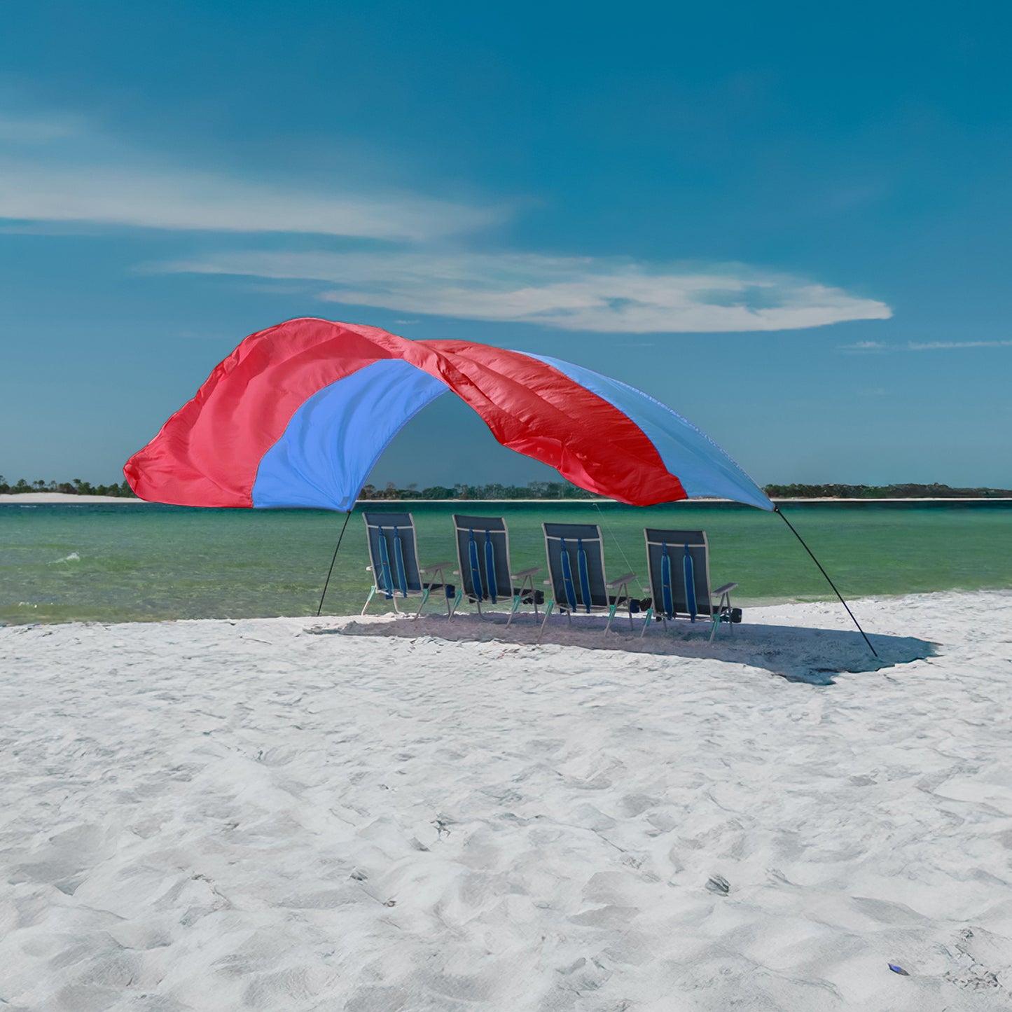 Classic Shibumi Shade® with Quiet™ Canopy + Wind Assist Bundle - Coral