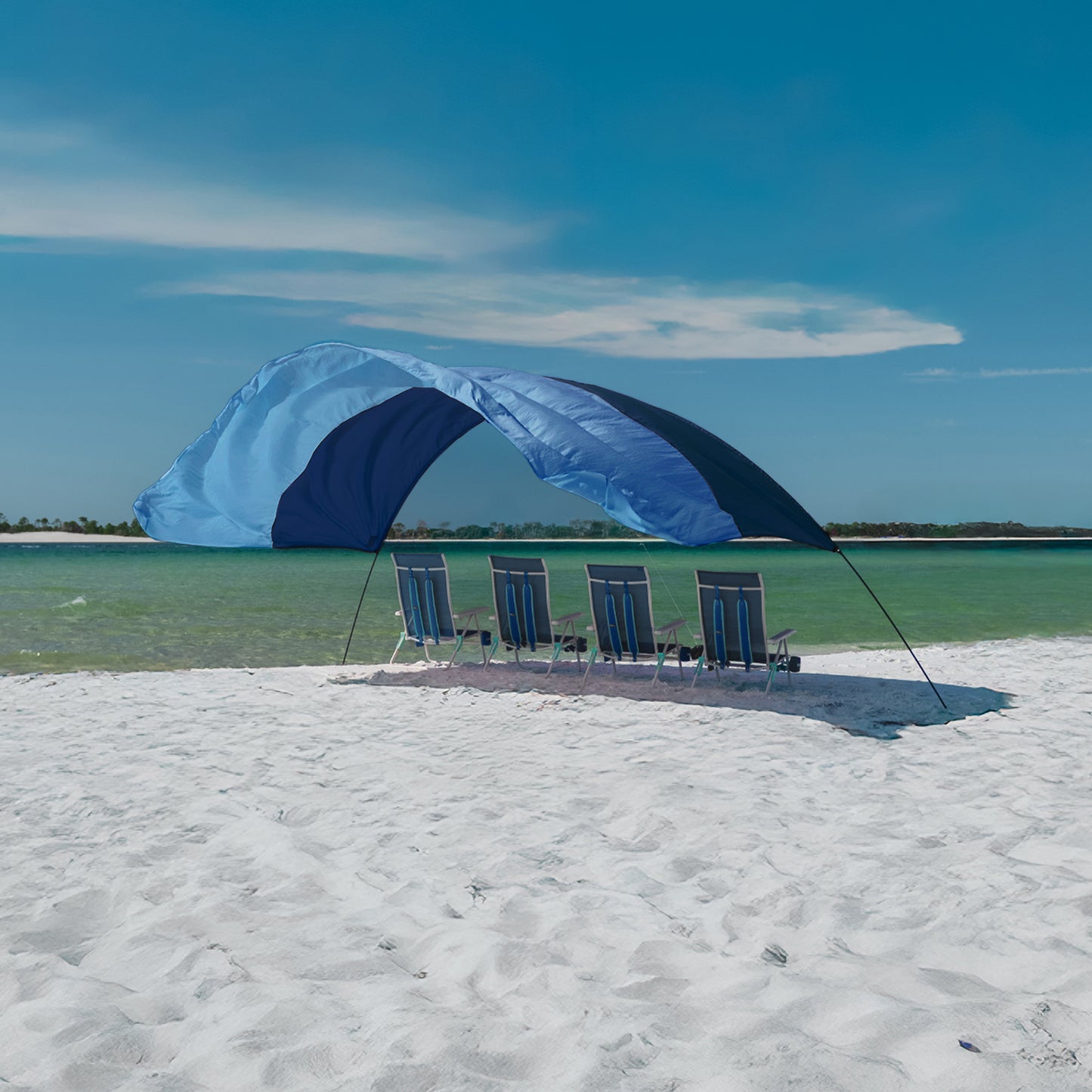 Classic Shibumi Shade® with Quiet™ Canopy + Wind Assist Bundle - Deep Water