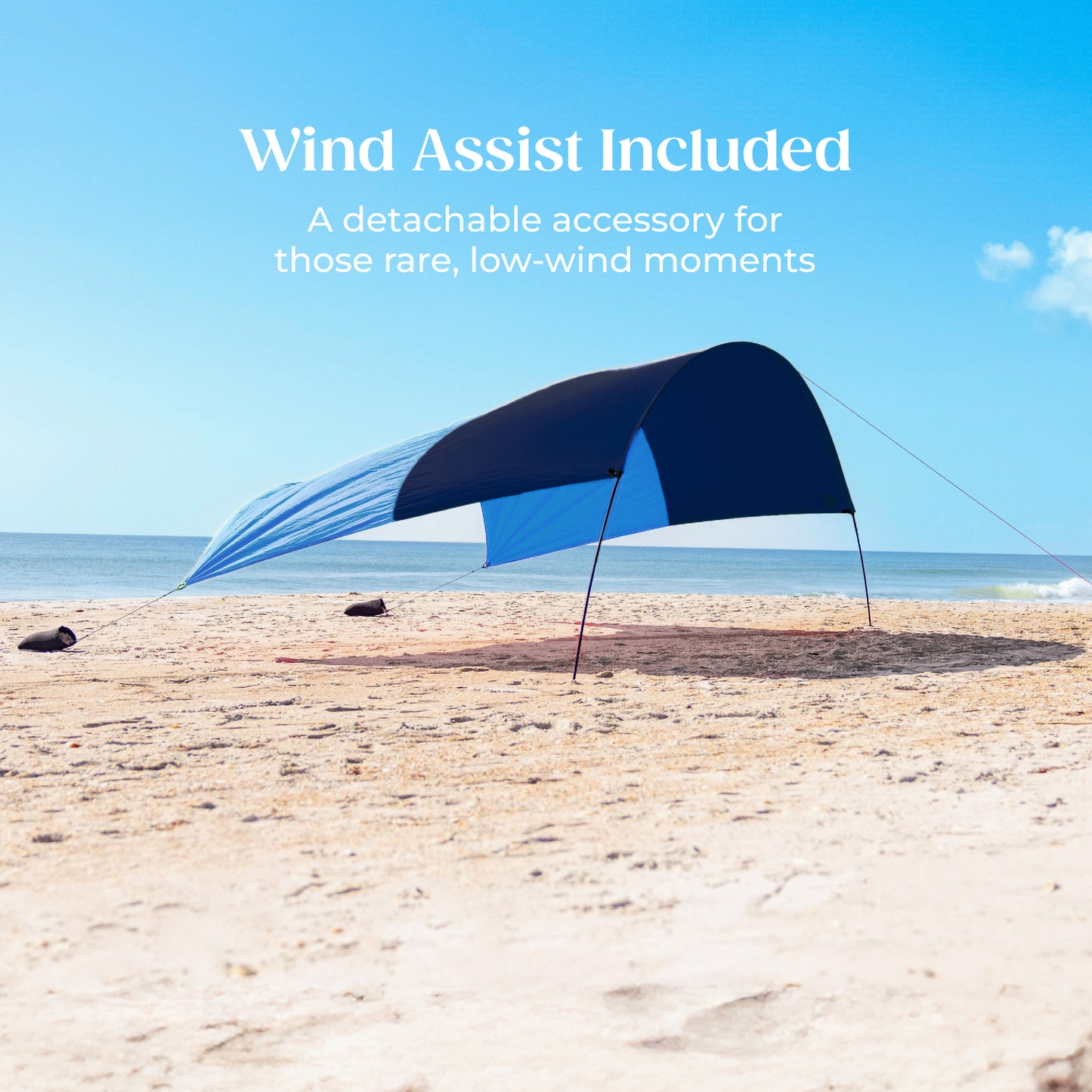 Classic Shibumi Shade® with Quiet™ Canopy + Wind Assist Bundle - Deep Water