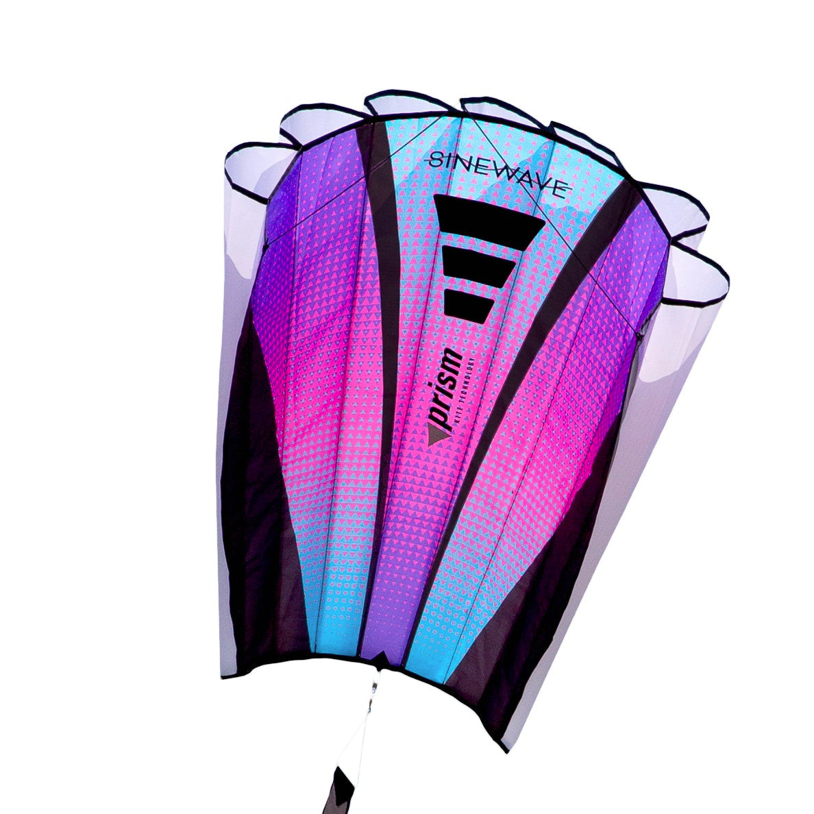 Colorful kite with a long tail on a white background