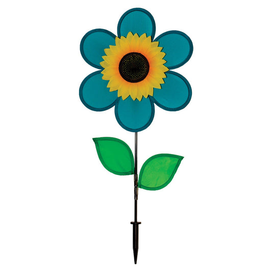 12" Sunflower Spinner w/ Leaves - Teal