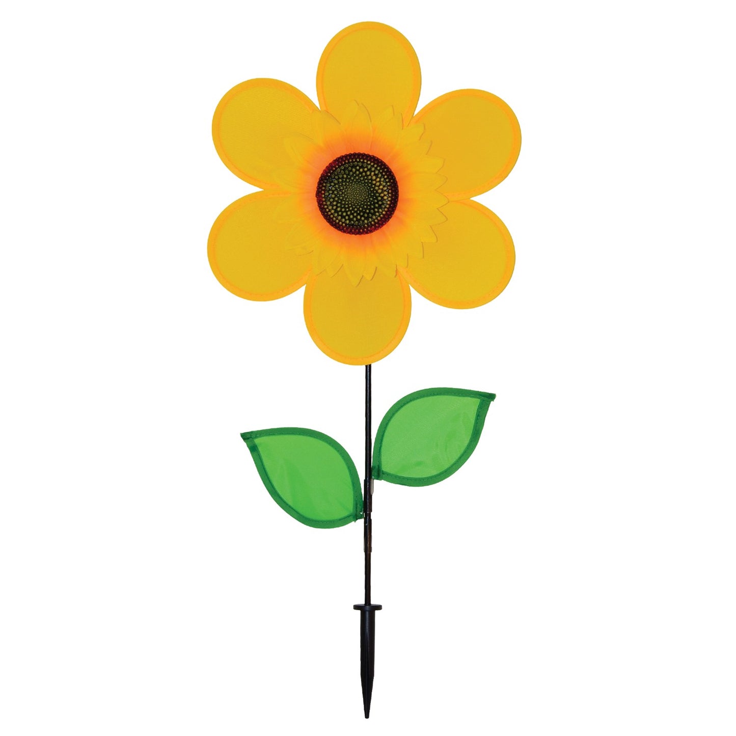 12" Sunflower Spinner w/ Leaves - Yellow