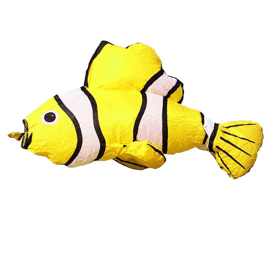 Yellow clownfish line laundry on a white background